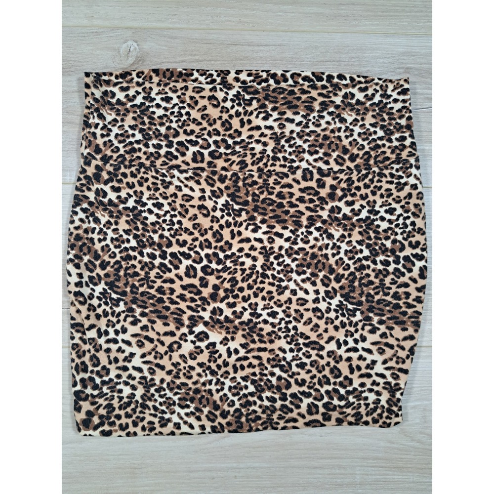 Wet Seal Leopard Print Mini Skirt Brown Black Animal Cotton Stretch Medium